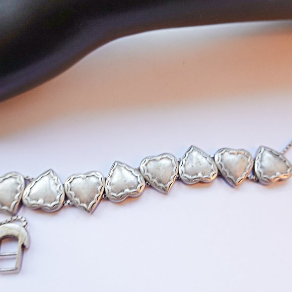 Antique Sterling Heart Art Nouveau Slide Bracelet - Picture 1 of 1
